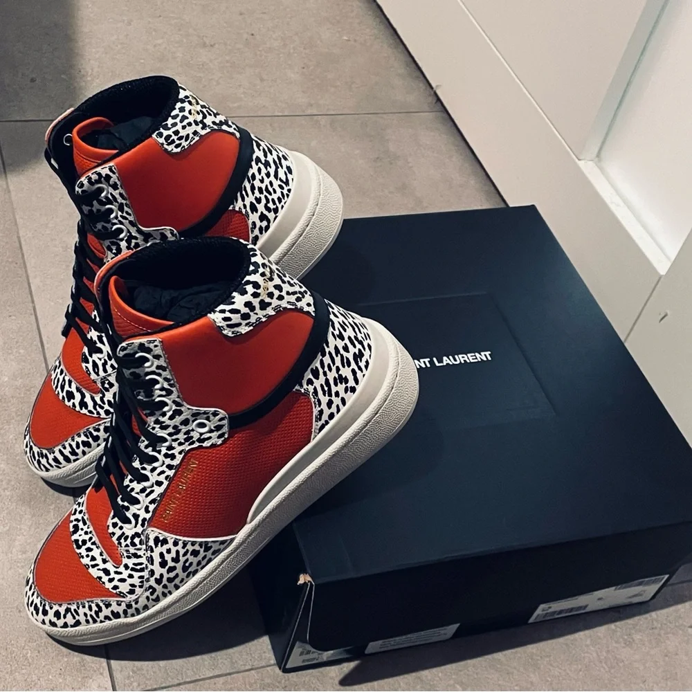 Saint Laurent - Hightop Sneakers - Size 7 US Mens - Leopard Print - Size 40 IT - Picture 2 of 10